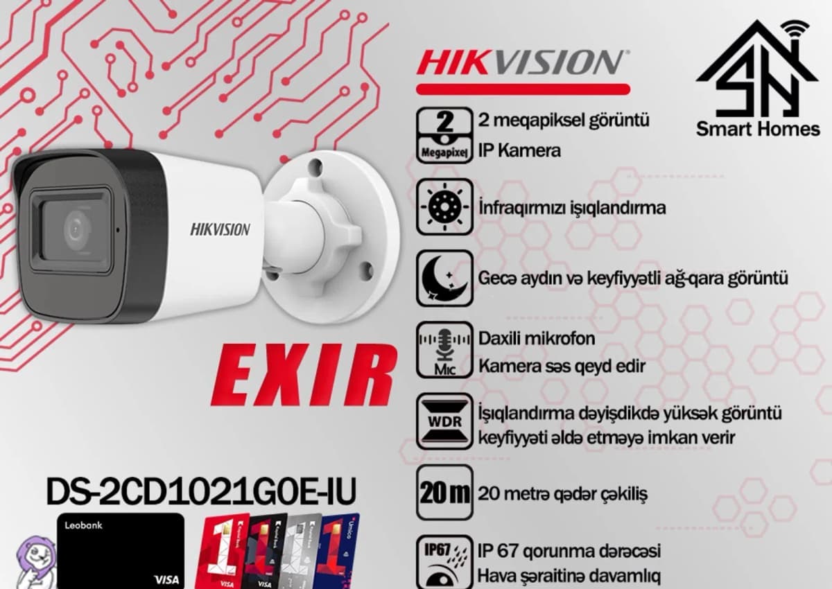 İP kamera Hikvision DS-2CD1021G0E-IU 2MP