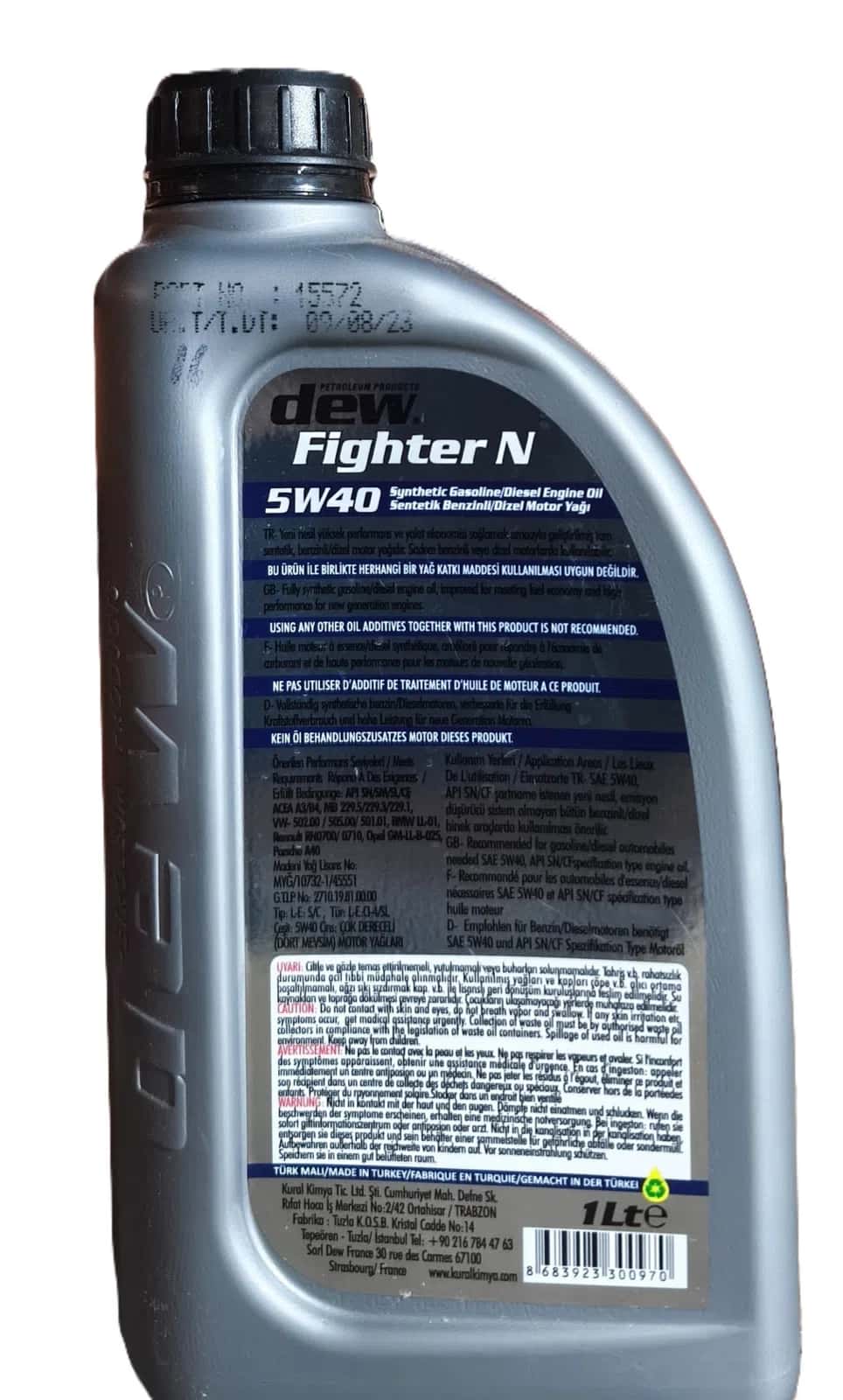 Dew Fighter N 5W40 Sintetik Motor Yağı 1L - Tenderyard