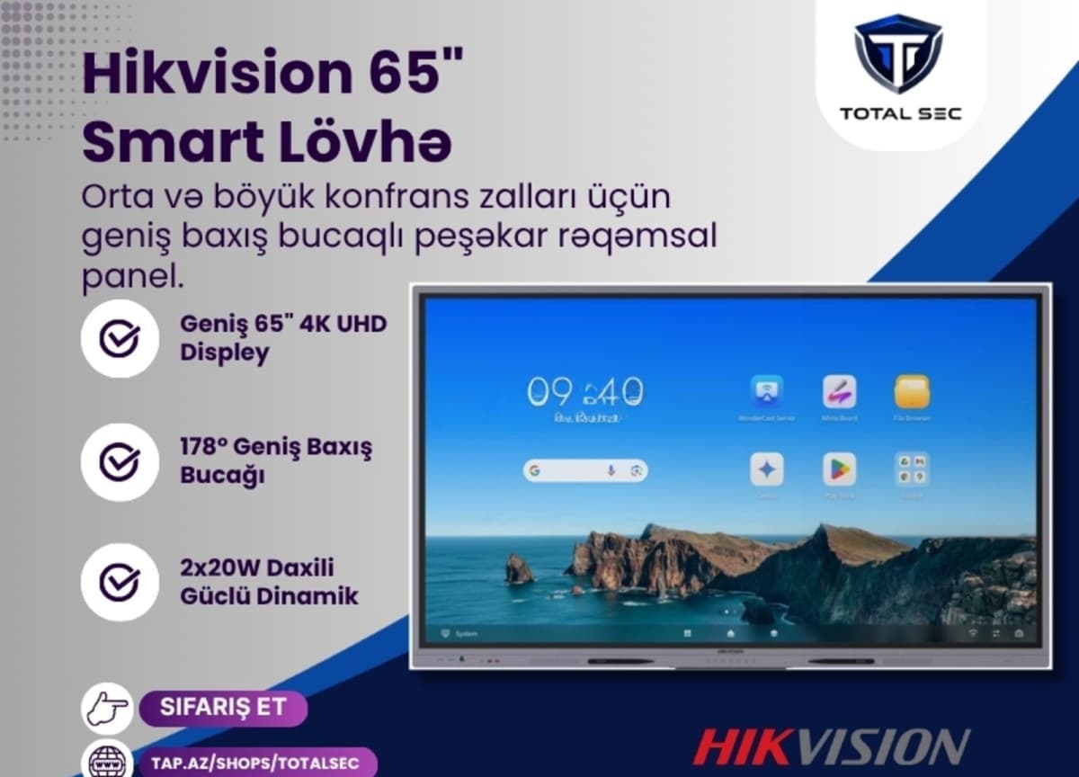 İnteraktiv smart lövhə Hikvision 65" 4K (DS-D5A65RB/A3)