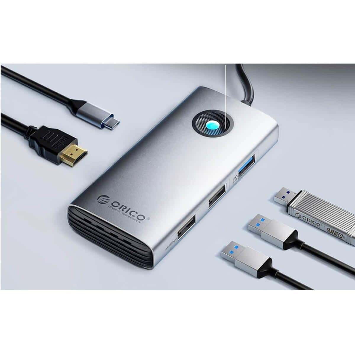 USB Hub Orico PW11-6P-SV-EP 6-in-1 Gümüşü - Tenderyard