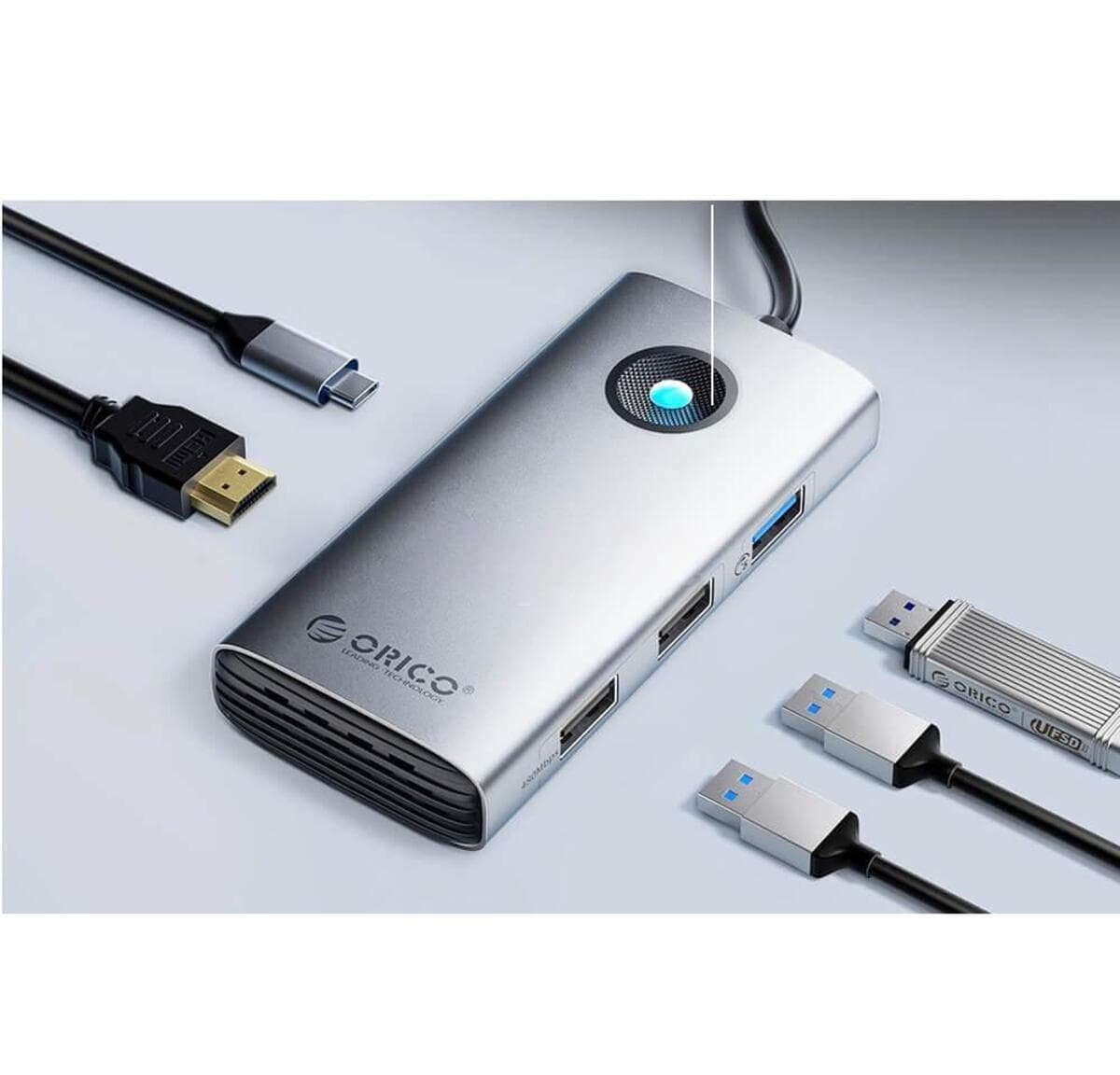 USB Hub Orico PW11-6P-SV-EP 6-in-1 Silver
