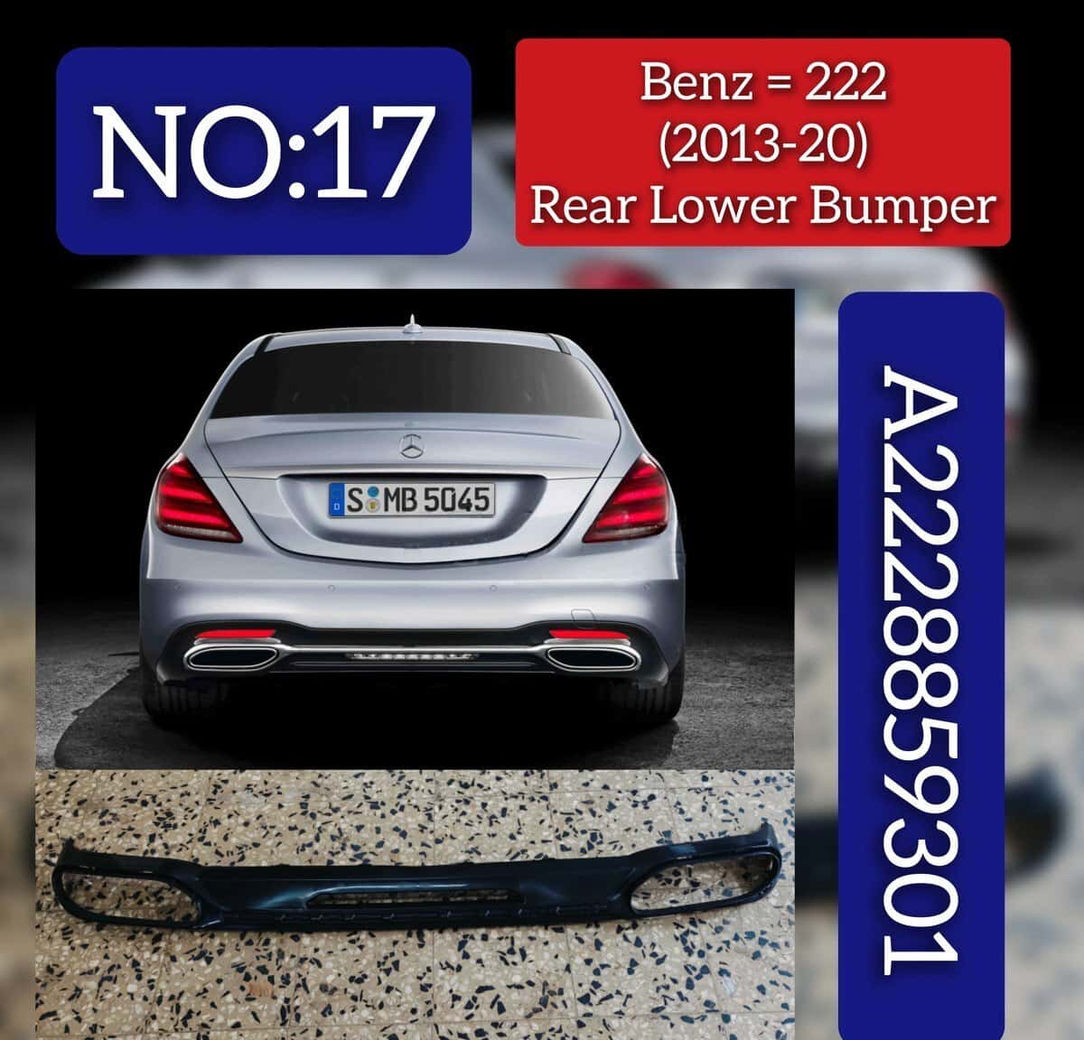 Arxa bufer diffuzoru Mercedes S-Class W222 2017-2020 - Tenderyard