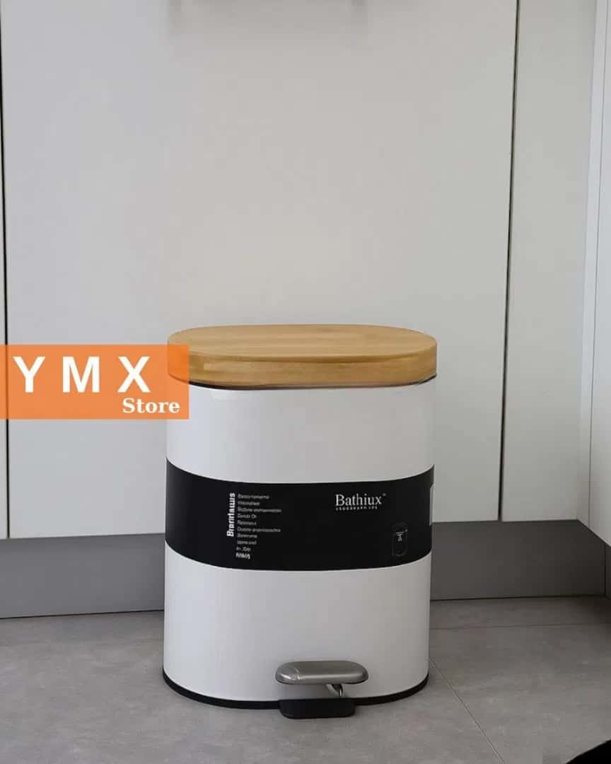 Vacuum bamboo trash can, 6 liters - Tenderyard