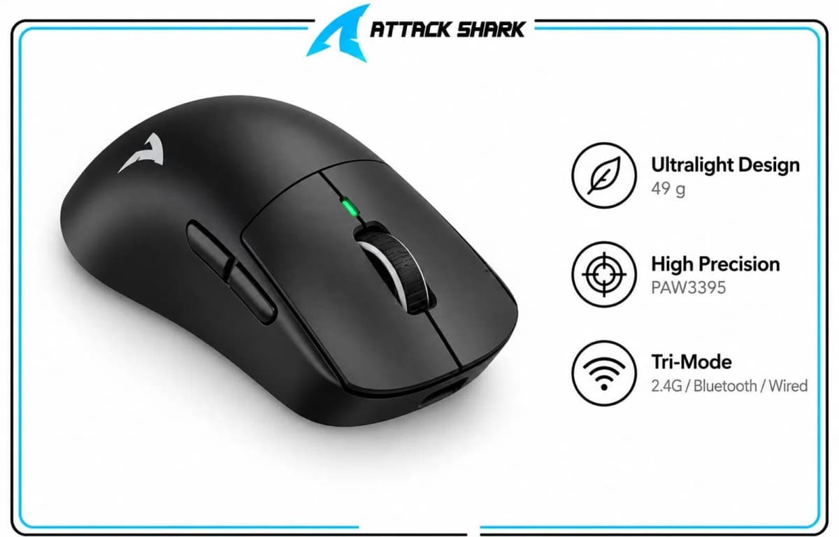 Oyun siçanı Attack Shark X3 Black