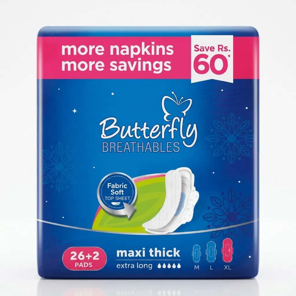 Butterfly Breathables Maxi Thick Extra Long, 28 pieces - Tenderyard