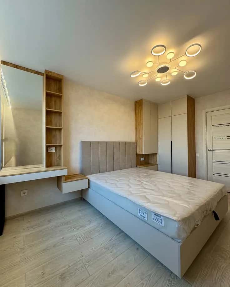 Laminate material bedroom set, White color - Tenderyard