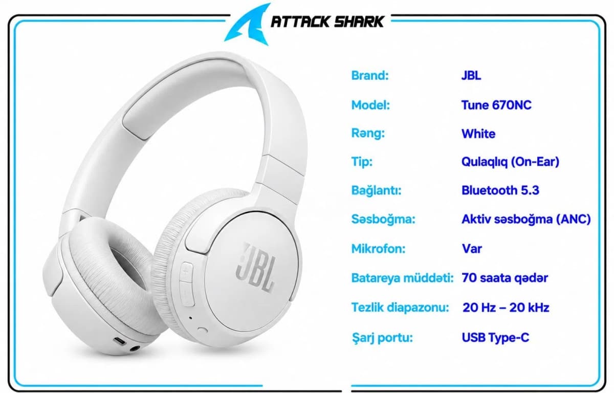 Qulaqlıq JBL Tune 670NC