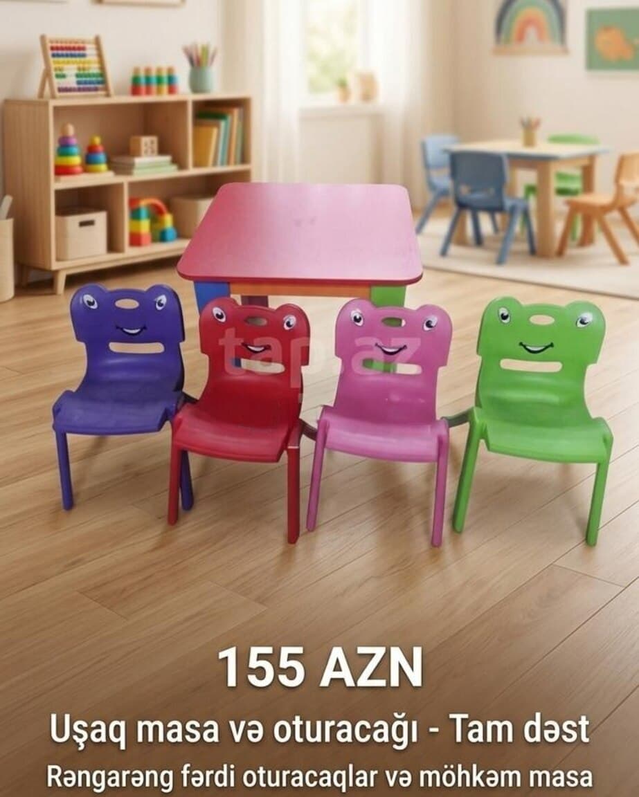 Uşaq mebel dəsti Plastik material, Mavi rəng