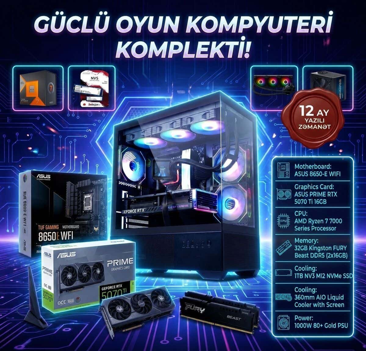 Gaming PC Mega-019 Ryzen 7 7800X3D RTX 5070 Ti - Tenderyard
