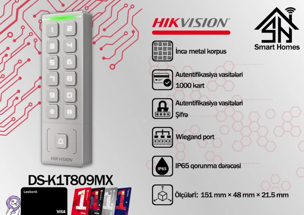 Kart terminalı Hikvision DS-K1T809MX