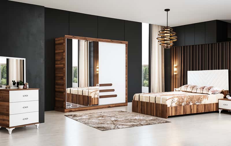 Wooden bedroom set, Brown color - Tenderyard