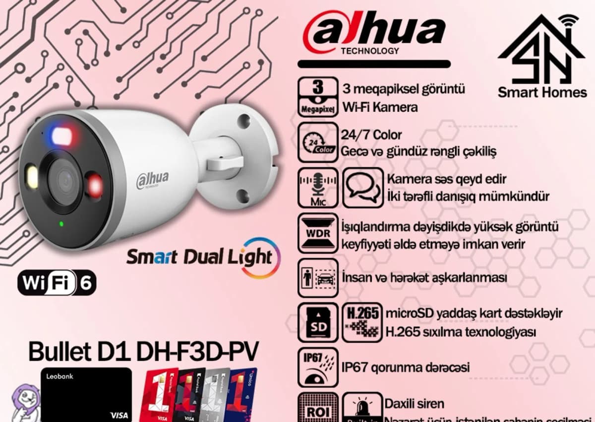 Wi-Fi kamera Dahua 3MP Bullet D1 DH-F3D-PV
