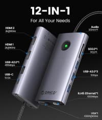 Docking station Orico XCR-X22-GY-BP 12-in-1 — şəkil 3