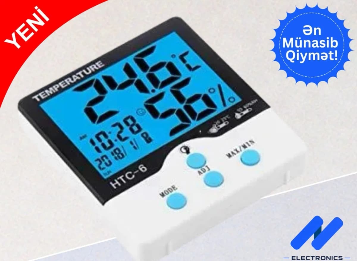 Rəqəmsal termometr və hiqrometr HTC-6