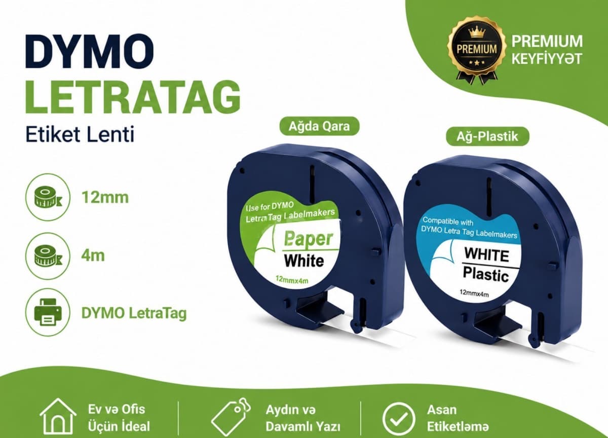 Dymo LetraTag 12mm Etiket Lenti