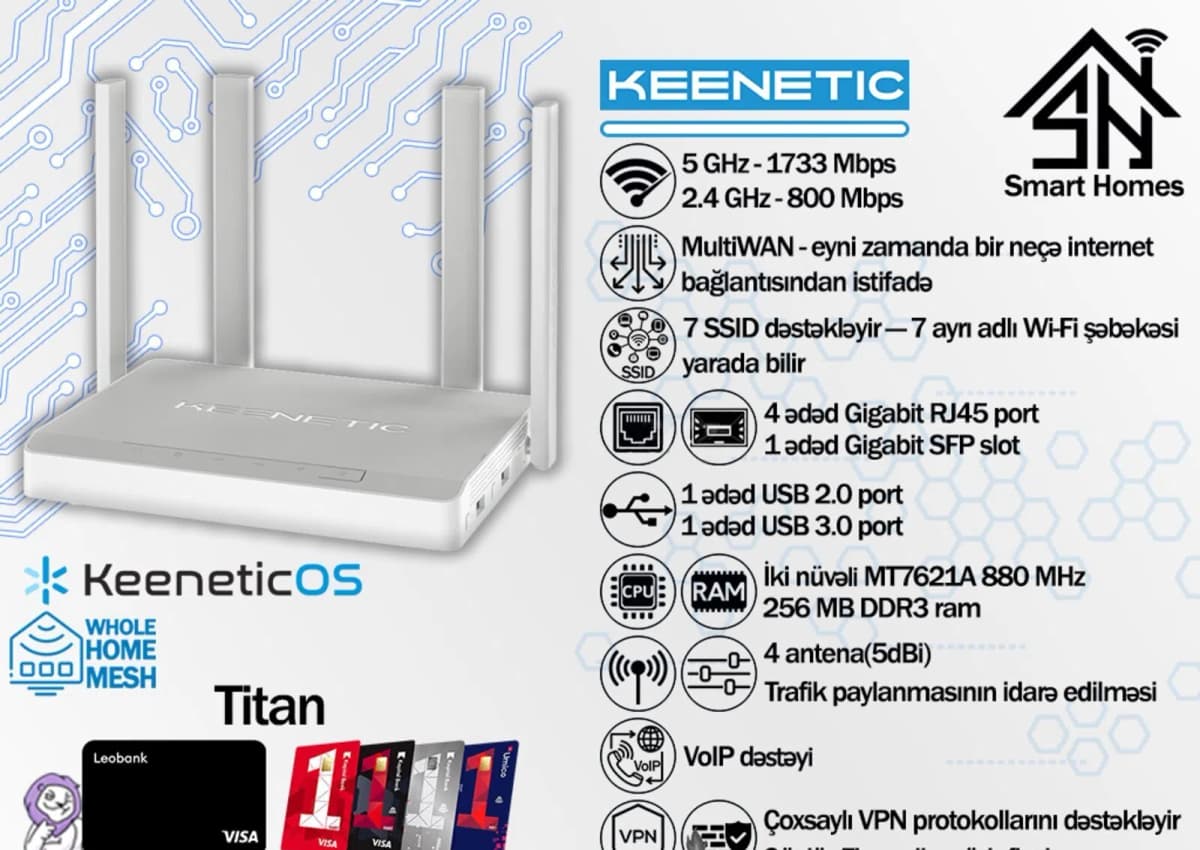 Router Keenetic AX3200 Multi-Gigabit Mesh Wi-Fi 6 (KN-1811)