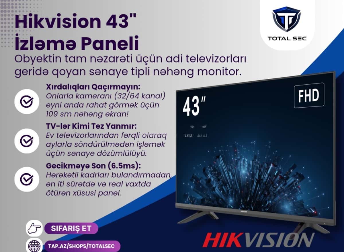 Surveillance monitor Hikvision 43" FHD - Tenderyard