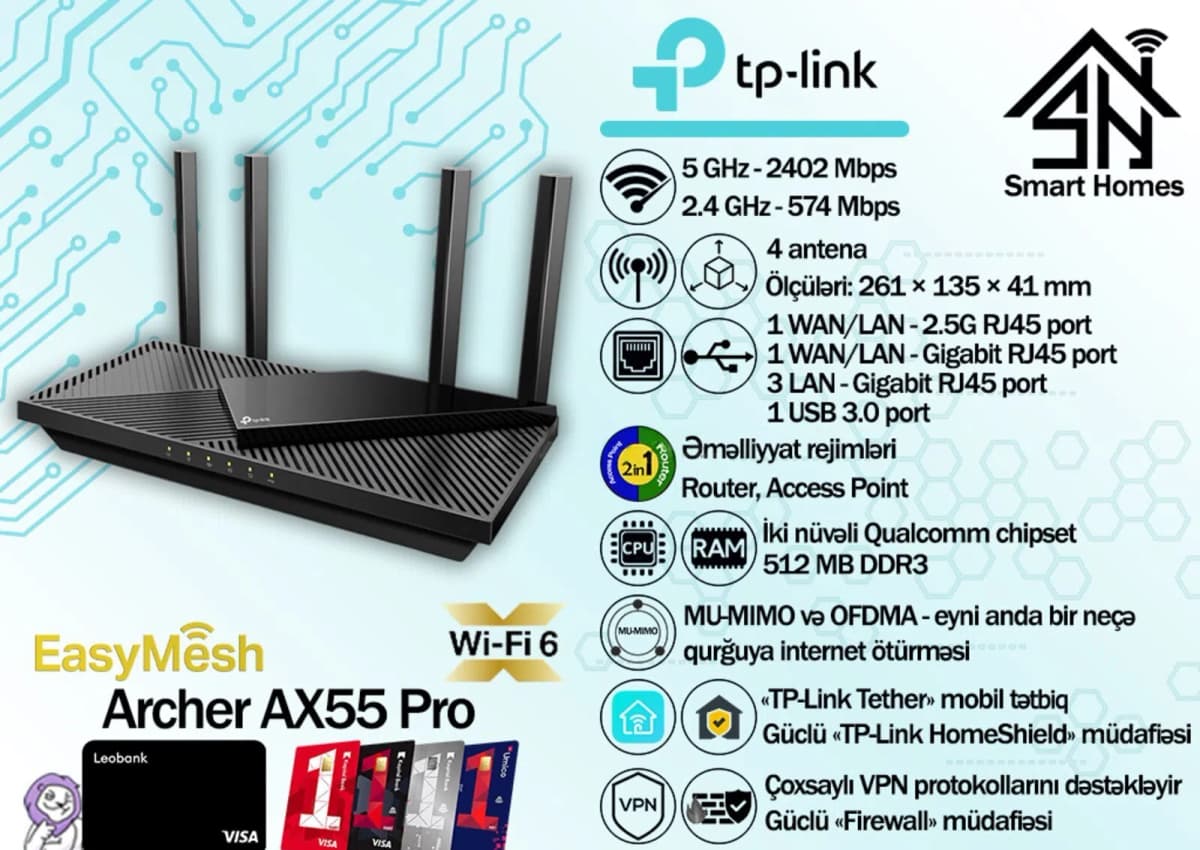 Router TP-Link Archer AX55 Pro Wi-Fi 6