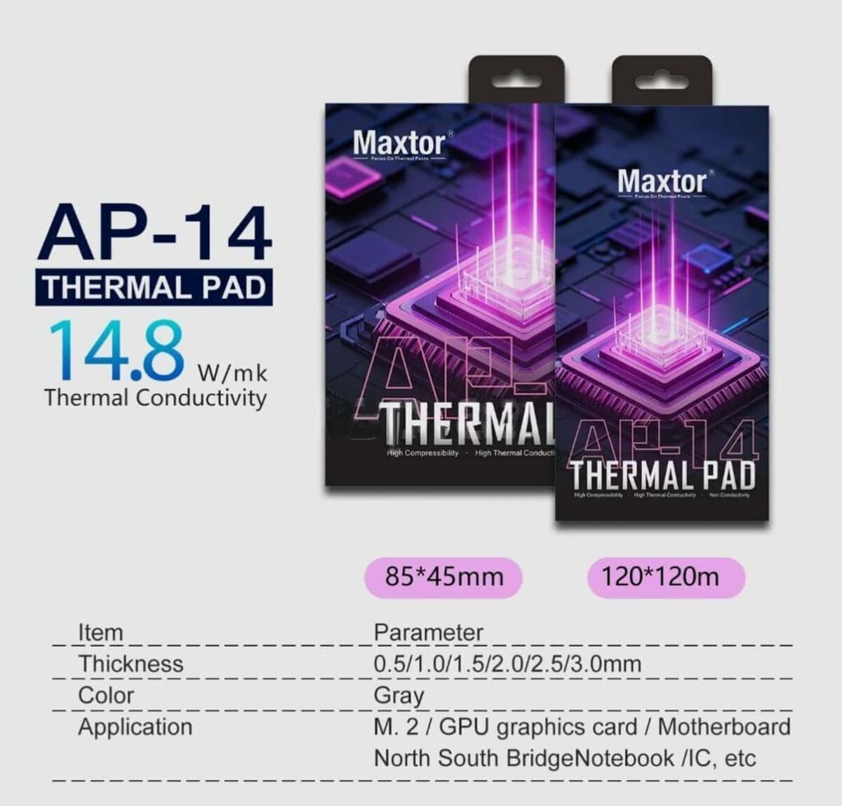 Thermal pad Maxtor AP-14 120*120*1.0mm - Tenderyard