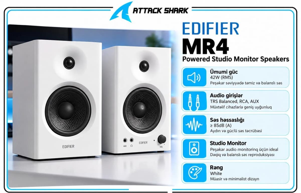 Studiya monitoru Edifier MR4 White