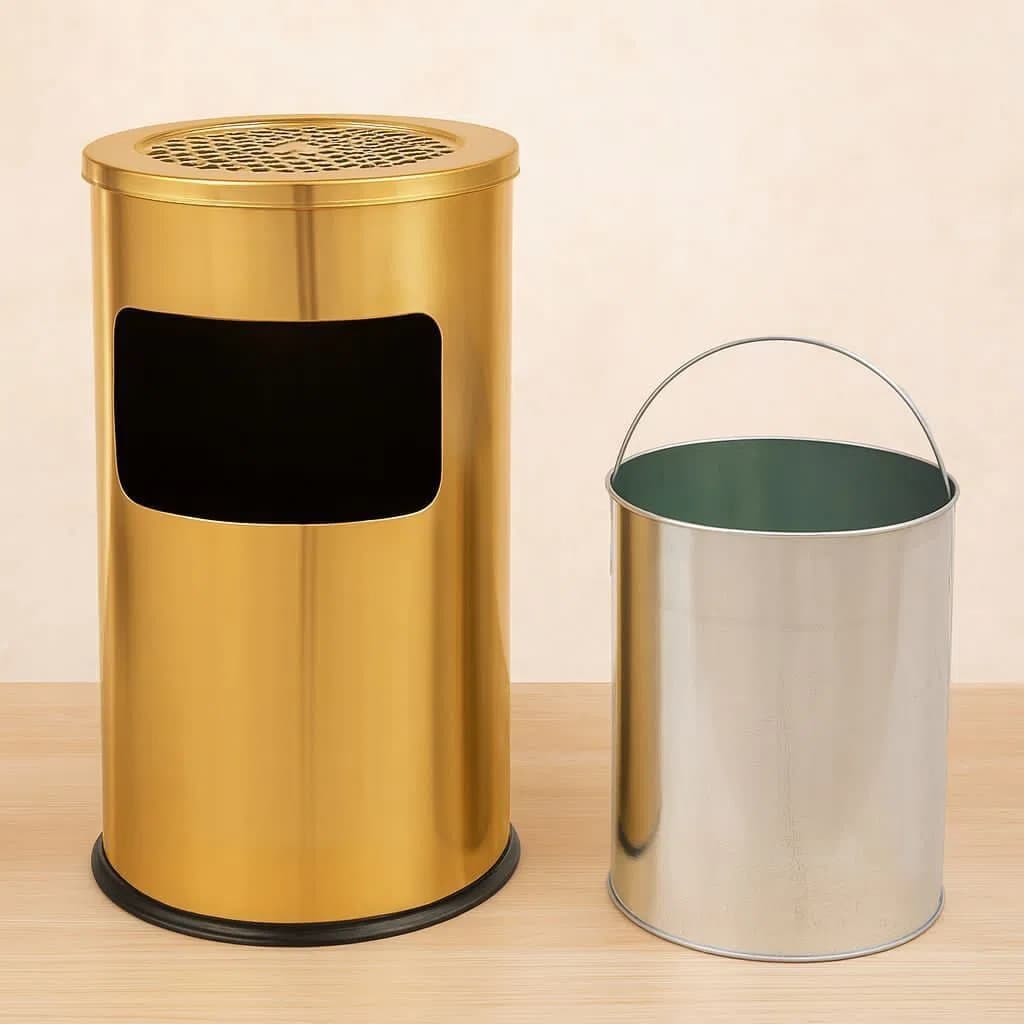 Paslanmaz Metal Zibil Qabı (Qızılı və Gümüşü)