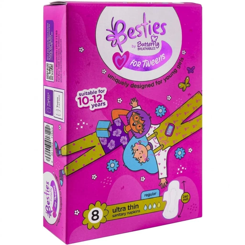 Butterfly For Tweens 10-12 Yaş Qadın Bezi, 8 ədəd