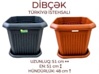 Türkiyə İstehsalı Plastik Gül Dibçəyi (51x51x48 sm) — şəkil 1