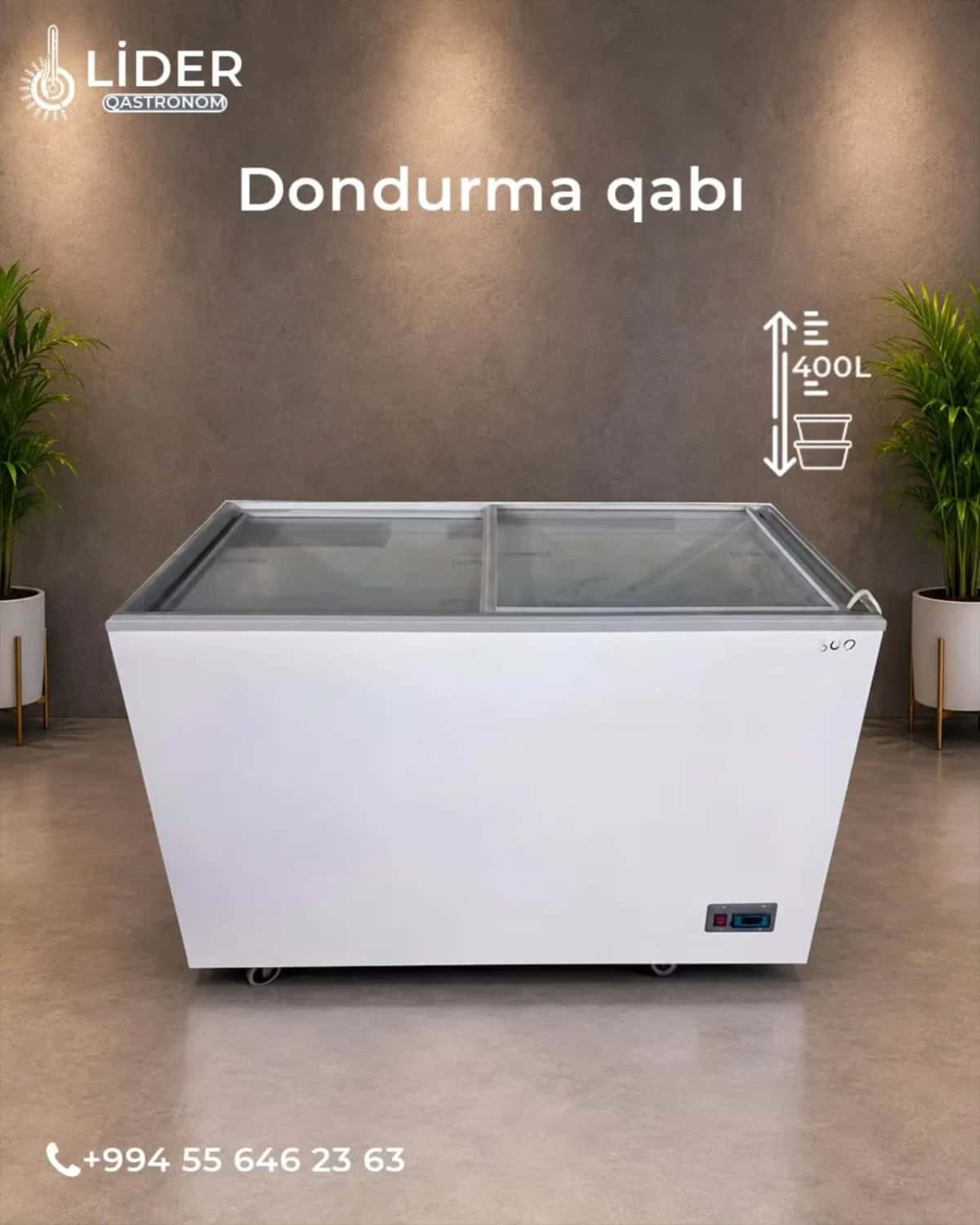 400-Liter Glass Lid Ice Cream Freezer - Tenderyard
