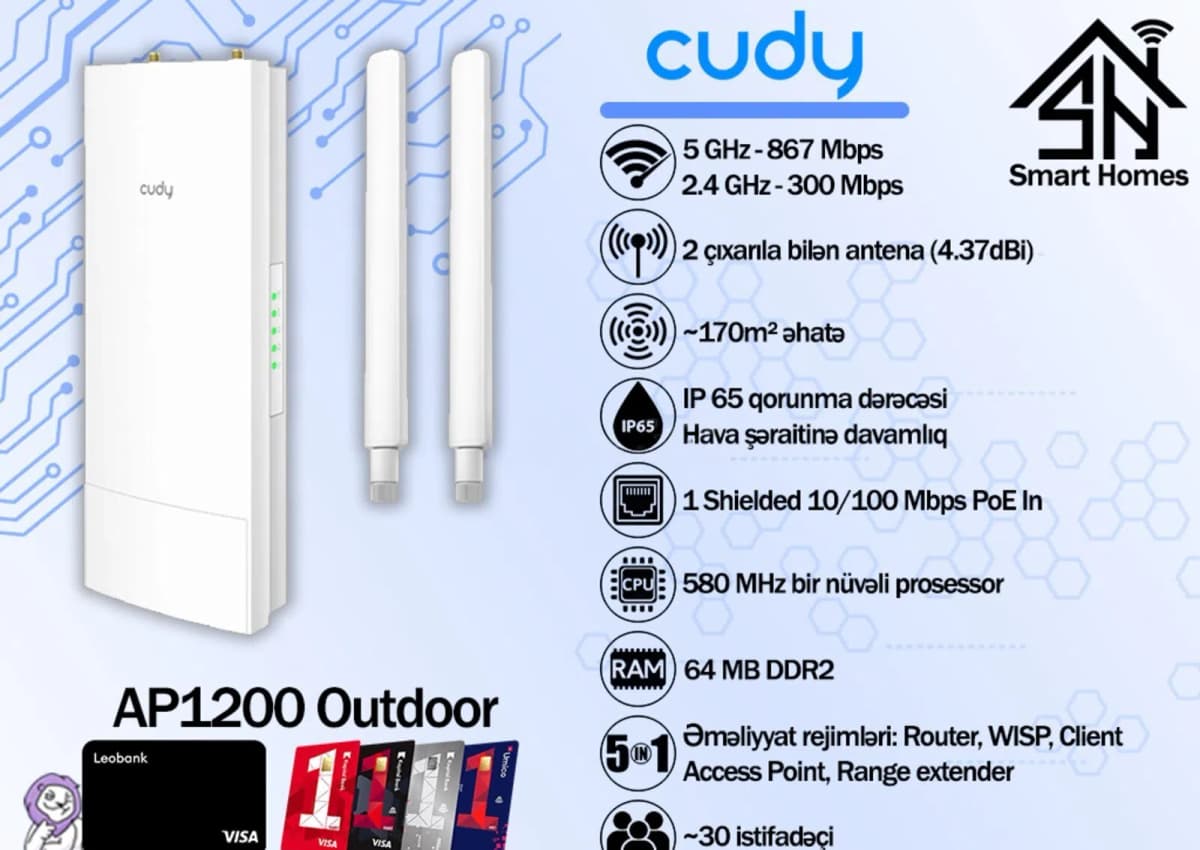 Giriş nöqtəsi Cudy AC1200 Weather-proof Outdoor AP1200