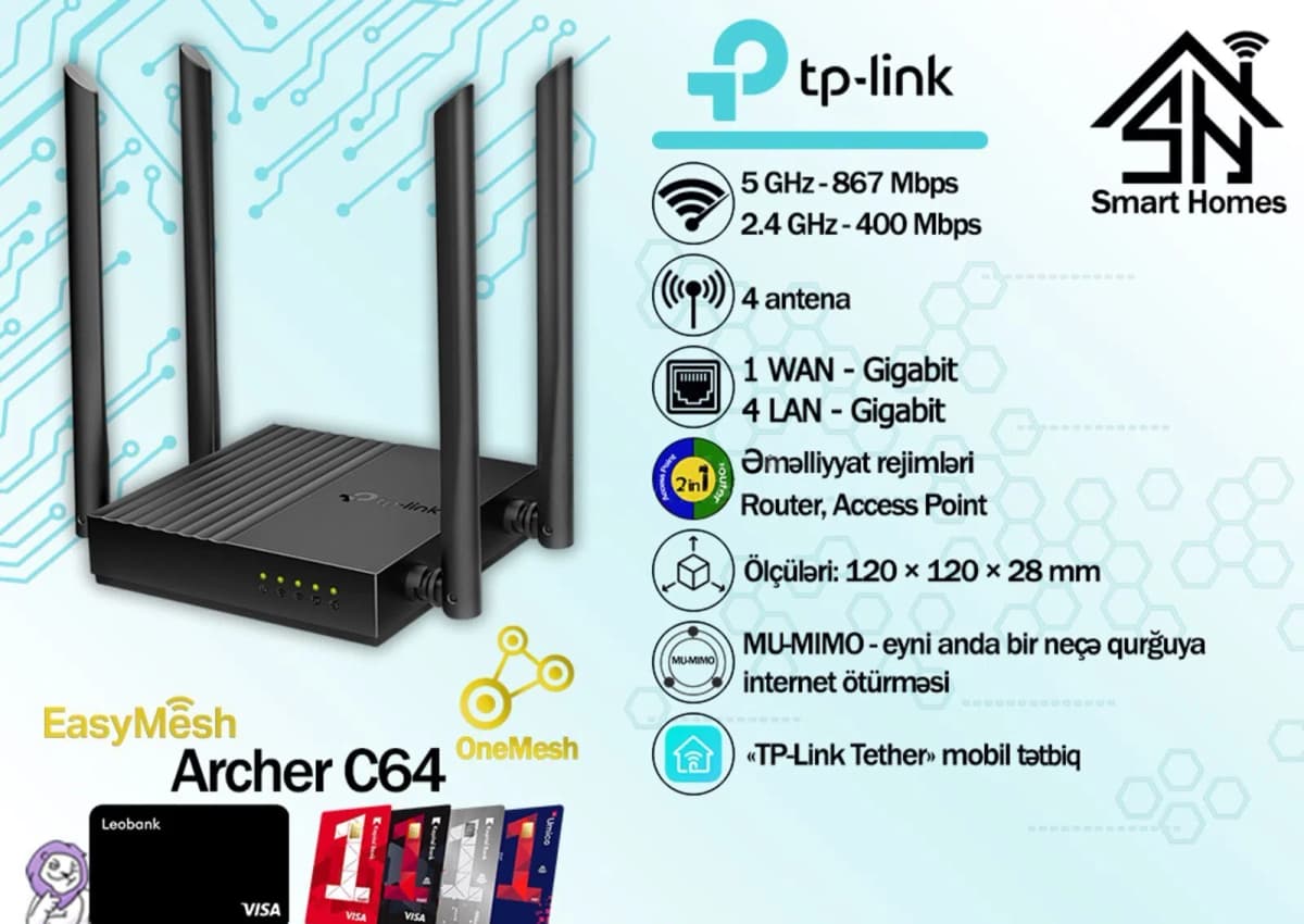 Router TP-Link Archer C64 AC1200 Gigabit
