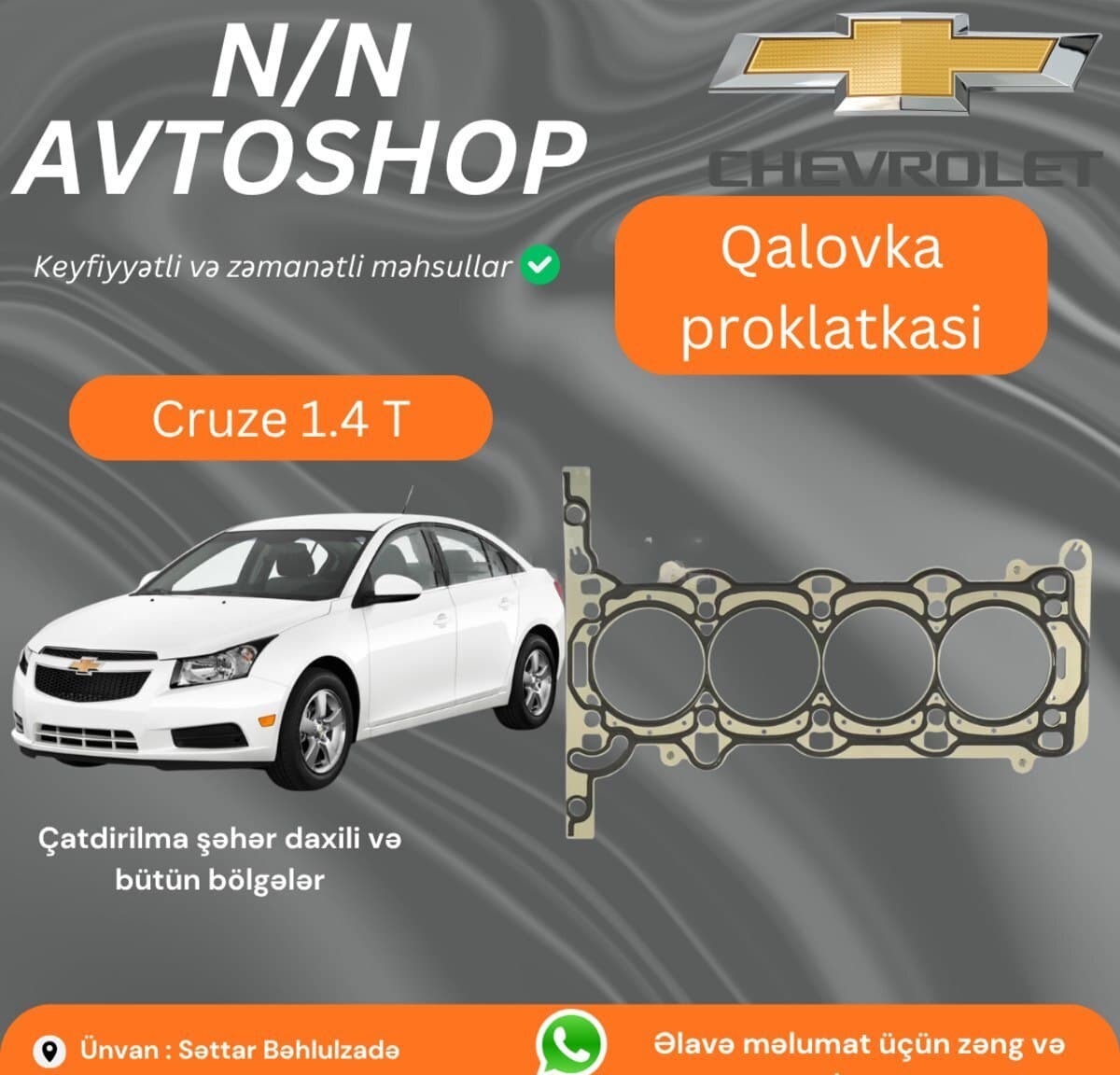 Mühərrik başlığının araqatı Chevrolet Cruze 1.4T