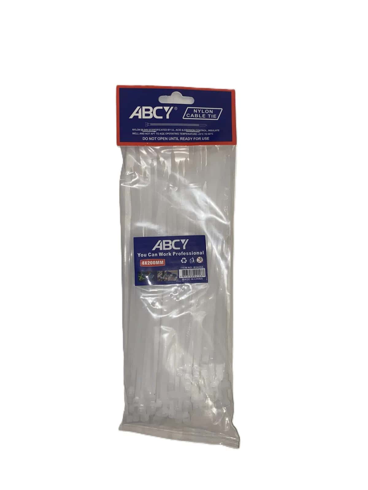 ABCY B24153 Nylon Cable Tie 4x200 mm, 100 pieces - Tenderyard