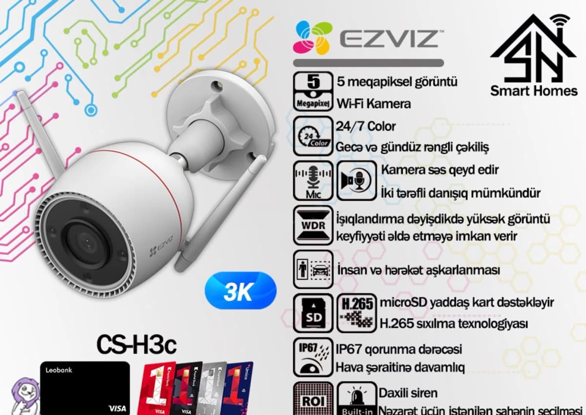 Müşahidə kamerası Ezviz H3C 3K 5MP Wi-Fi