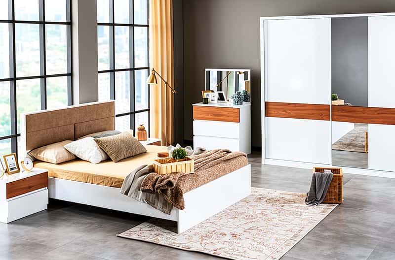 Wooden material bedroom set, White color - Tenderyard