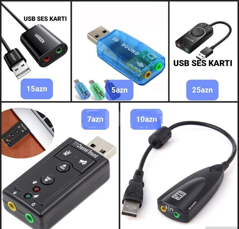 USB Səs Kartı və Audio Adapterlər