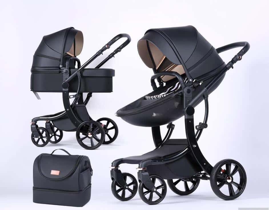 Unisex baby stroller, Black color - Tenderyard