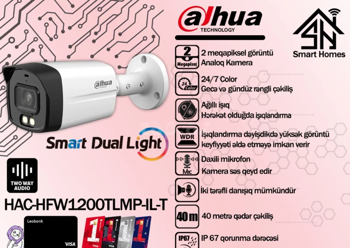 Dahua 2MP İkitərəfli Səsli Analoq Kamera HAC-HFW1200TLMP-IL-A