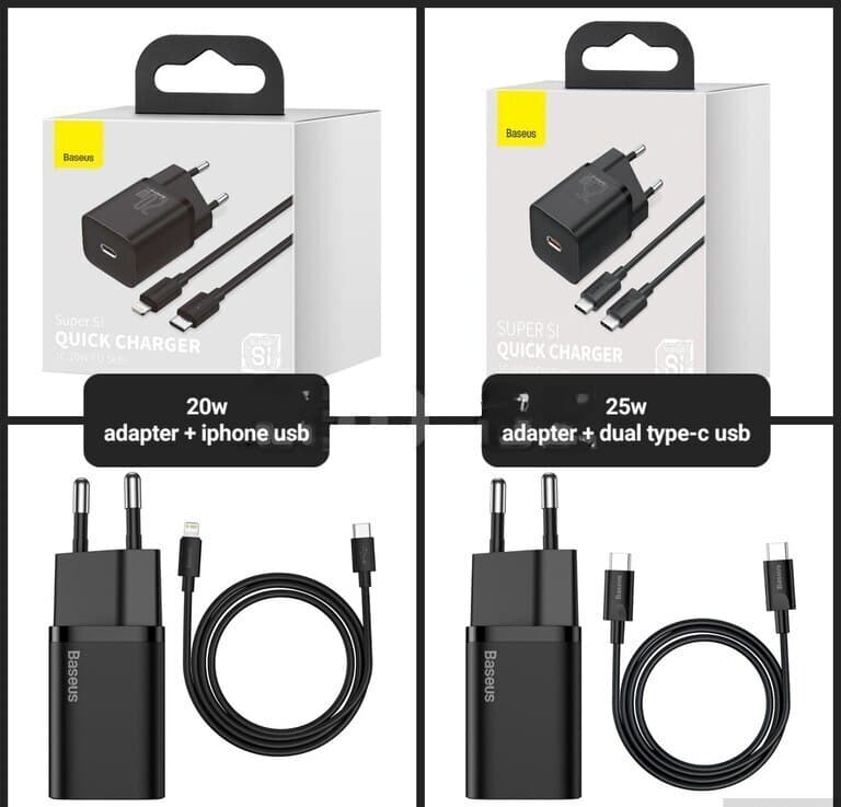Baseus 20W/25W Adapter və USB Kabel Dəstləri