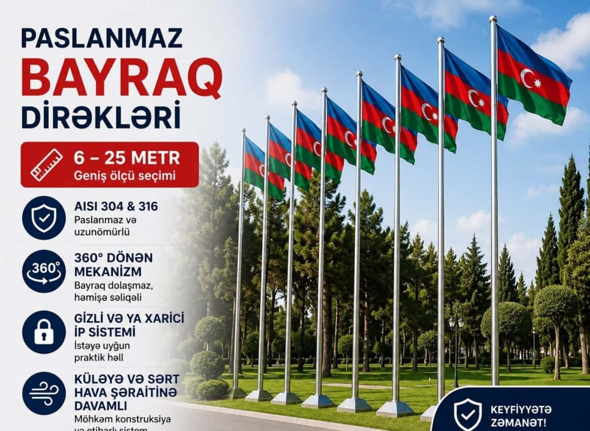 Paslanmaz polad bayraq dirəyi (6-25 metr) - Tenderyard