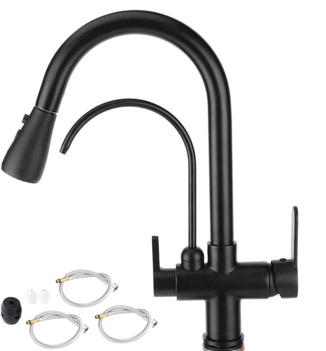 Kitchen faucet with filter, Black color - Tenderyard