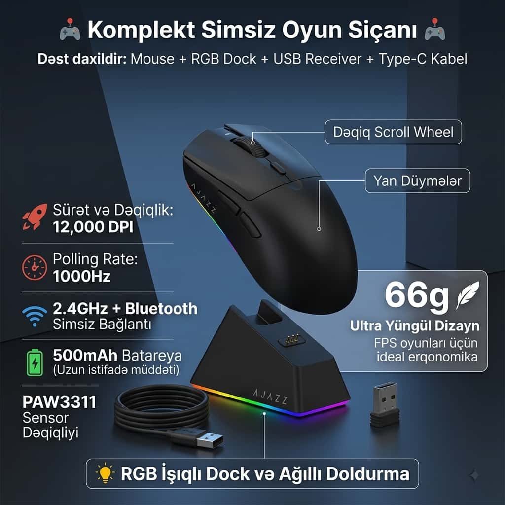 Ajazz Wireless Gaming Mouse - Tenderyard