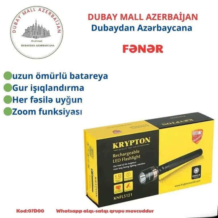 Krypton 1500mAh USB ilə doldurulan LED fənər - Tenderyard