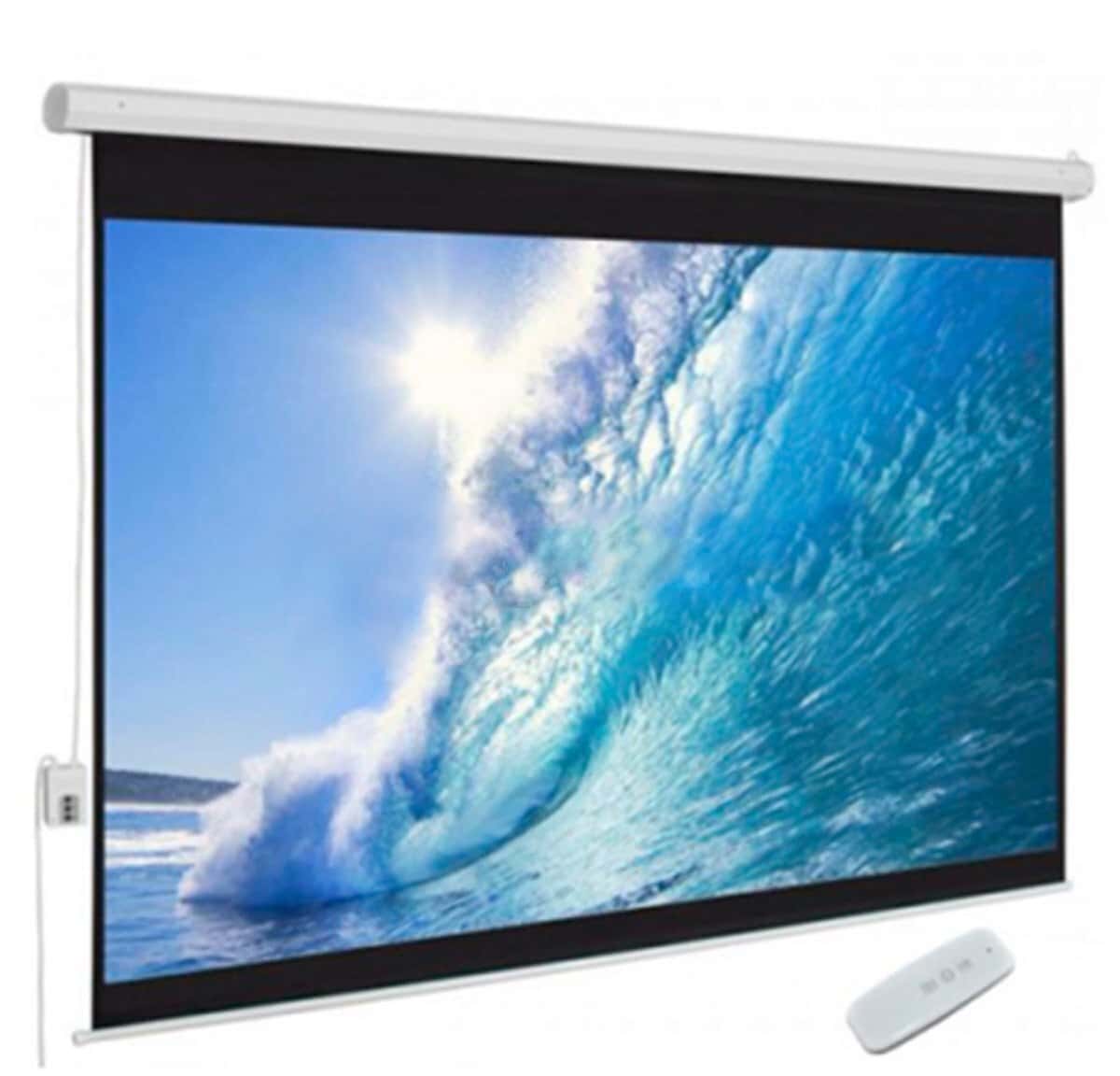 Proyektor ekranı elektrik 240x180 sm 96x70 white matt 3d - Tenderyard