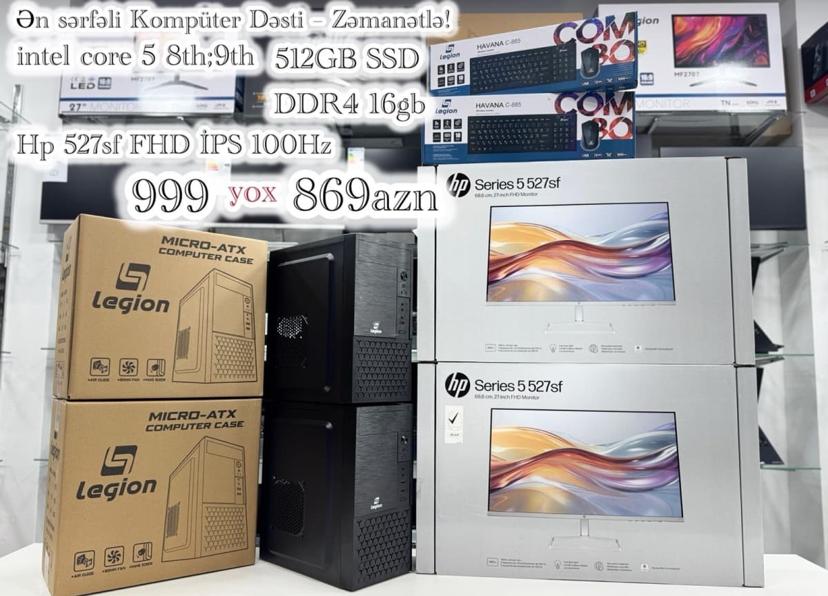 Legion Masaüstü Kompüter Dəsti (i5-8th, 16GB RAM, 512GB SSD)