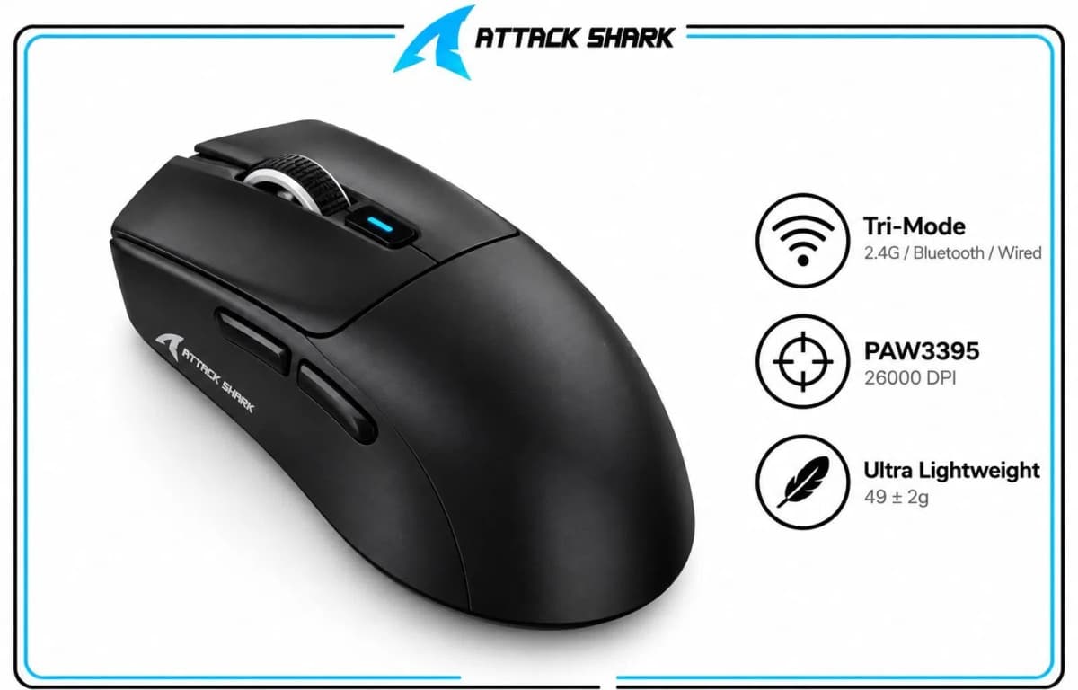 Oyun siçanı Attack Shark X8 Pro Black
