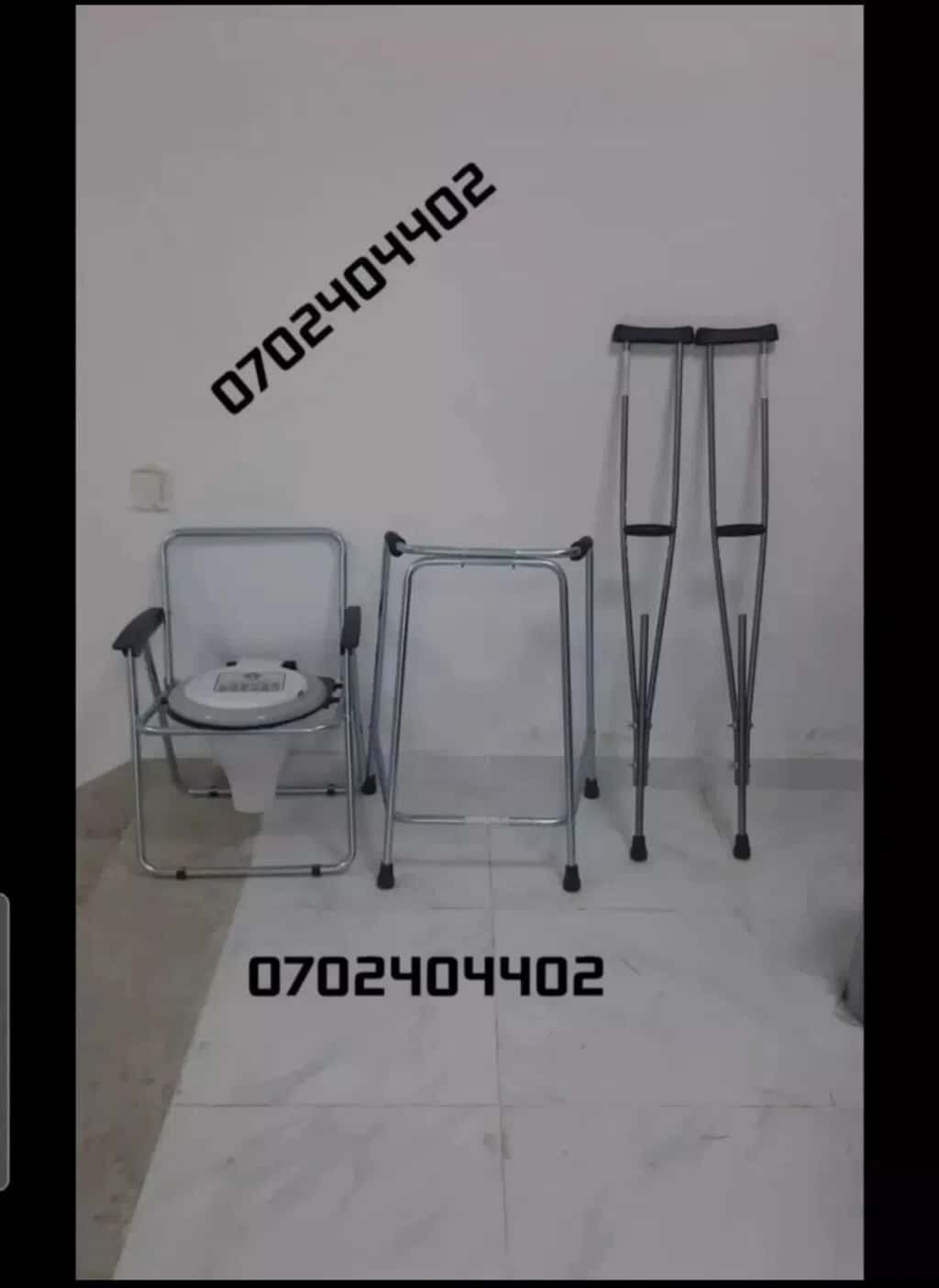 Walker, commode chair, and underarm crutches for patients - Tenderyard