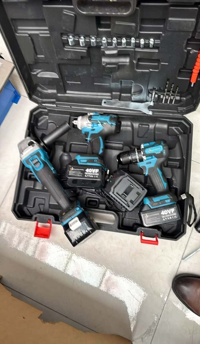 3-Piece Cordless Tool Set (Drill, Angle Grinder, Impact Wrench) - Tenderyard