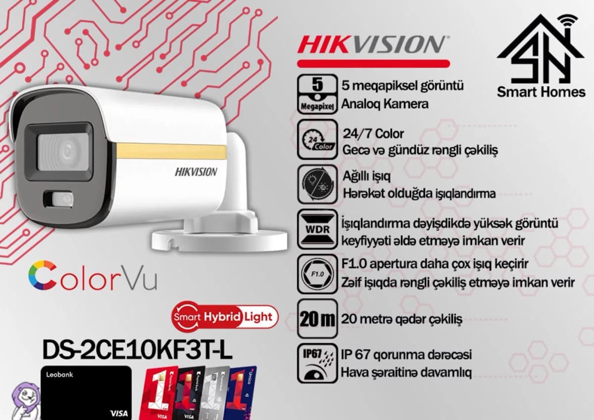 Müşahidə kamerası Hikvision 5MP ColorVu DS-2CE10KF3T-L