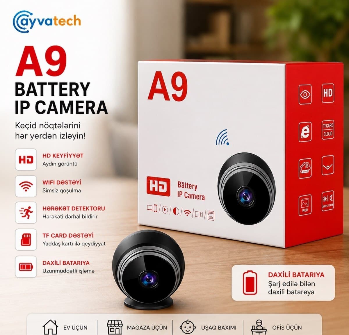 A9 Mini Wi-Fi Kamera Full HD