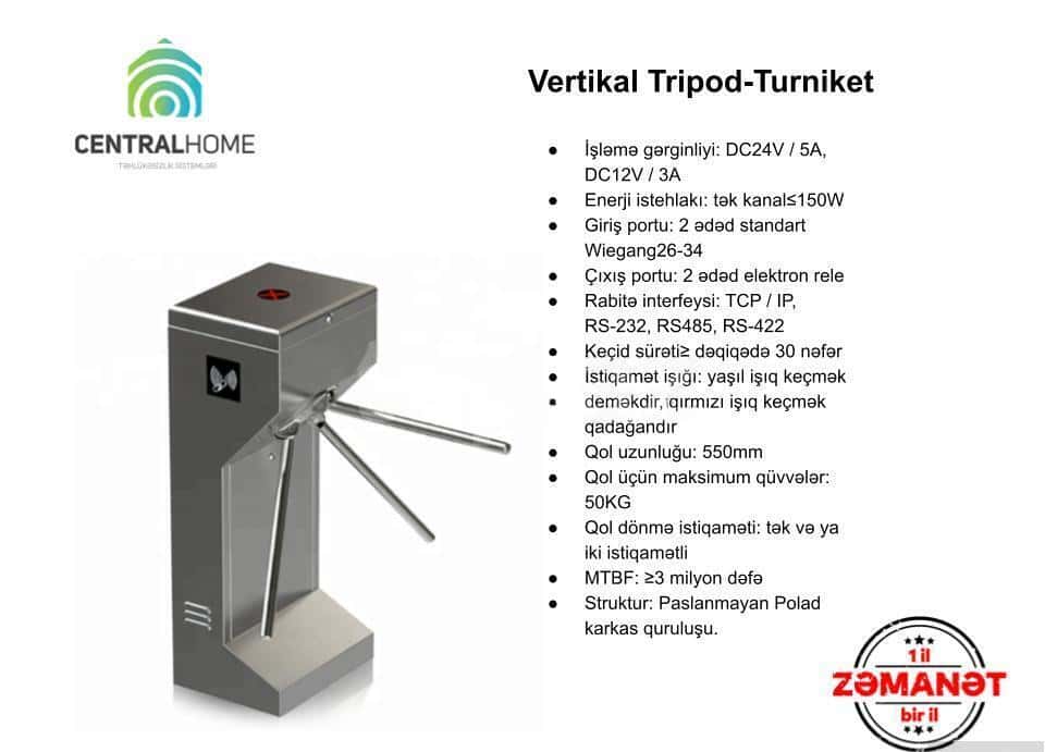 Tripod turnstile system stainless steel - Tenderyard